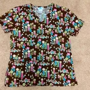 SB Scrubs Floral Print Scrub Top